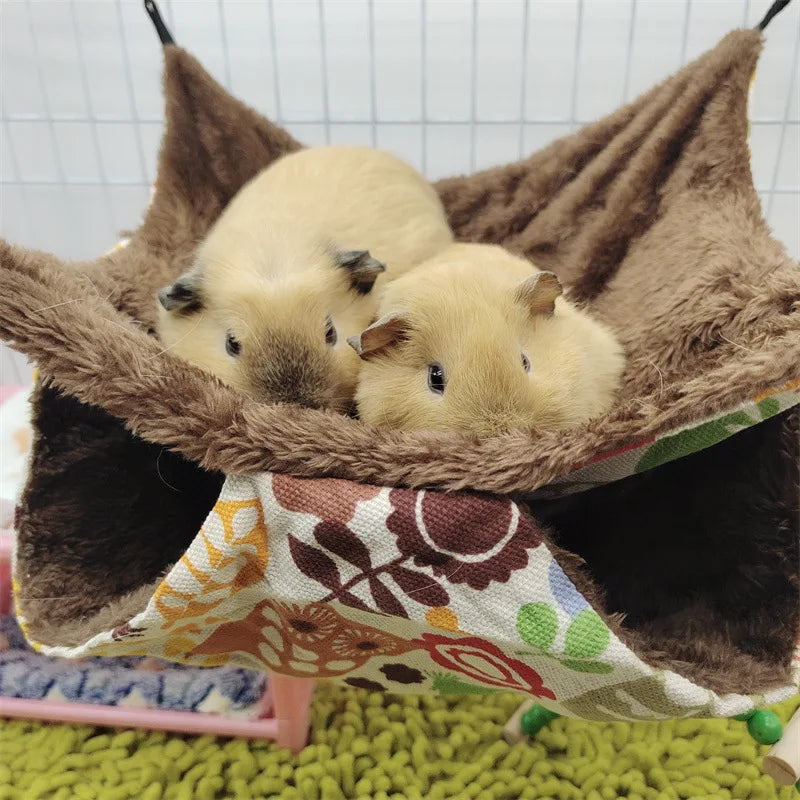 Warm Plush Hamster Hammock Small Animal Double-layer Thicken Sleeping Bag Nest Pets Rat Squirrel Hanging Cage House 햄스터케이지