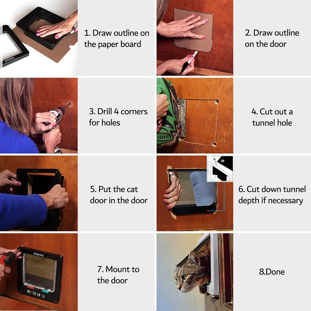 Cat Door Flap Extra Large 11x 9.8in 4 Way Locking Security Flap Door Weatherproof Pet Door Kit for Dog Cat Kitten Puppy Safety