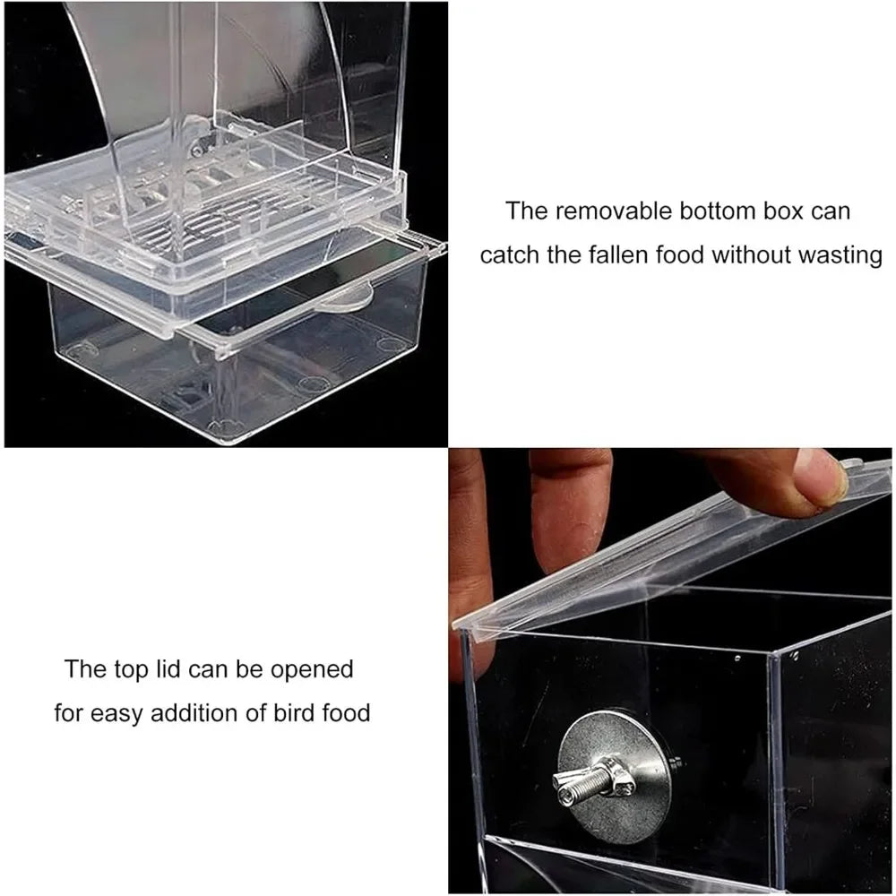 Automatic Parrot Feeder Drinker No Mess Bird Feeders Seed Food Container Cage Accessories for Small and Medium Parakeets