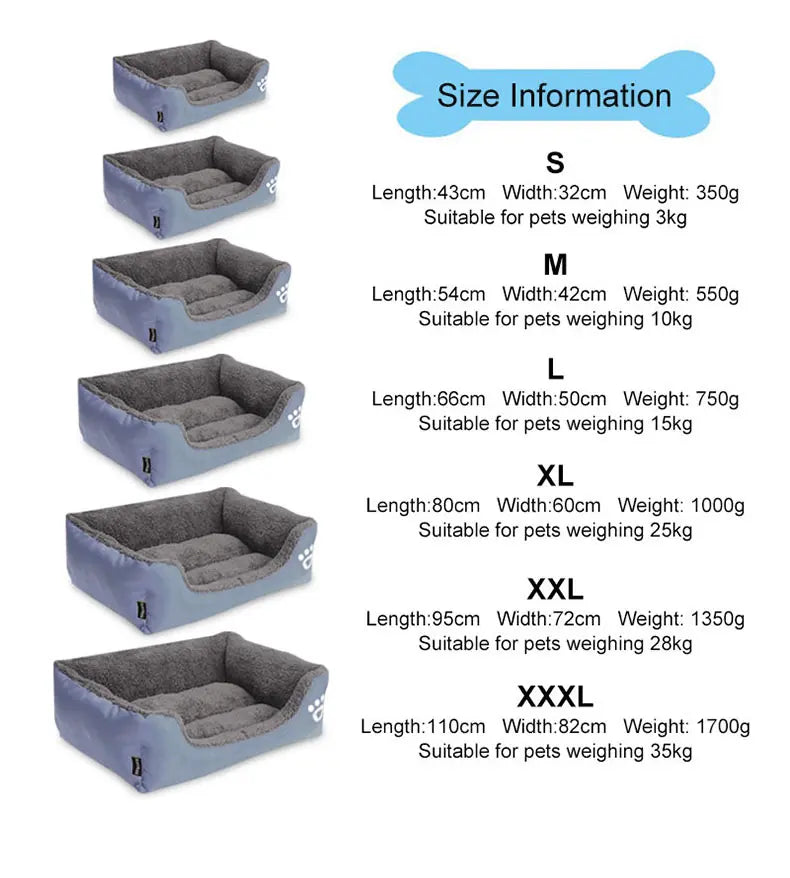 (S-3XL) Large Pet Cat Dog Bed 8Colors Warm Cozy Dog House Soft Fleece Nest Dog Baskets House Mat Autumn Winter Waterproof Kennel