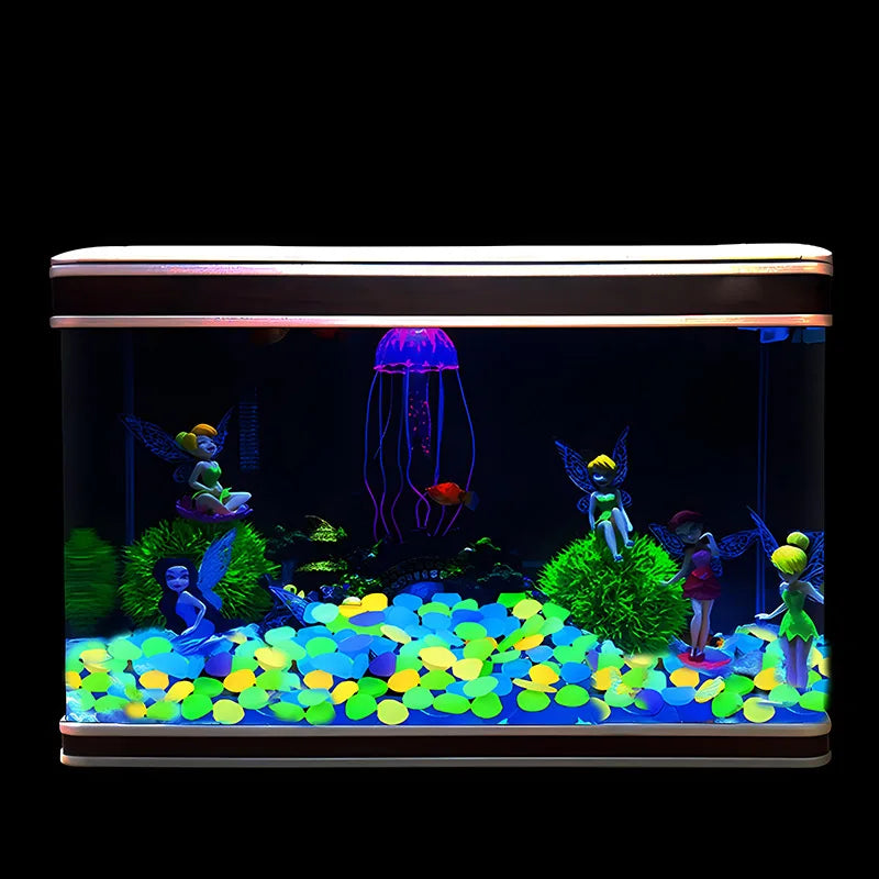 100pcs Luminous Ocean Stone Conch and Shell Fish Tank Decoration Simulated Aquatic Gravel Glow in Dark Pretty Little Rocks