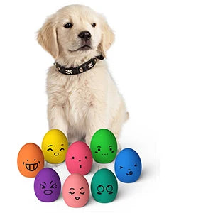 SCGK bouncy egg Dog Toys Funny Ball Squeaky Latex Bouncy Egg with Squeaker for Puppy Small Pet Dogs Soft Rubber Sound