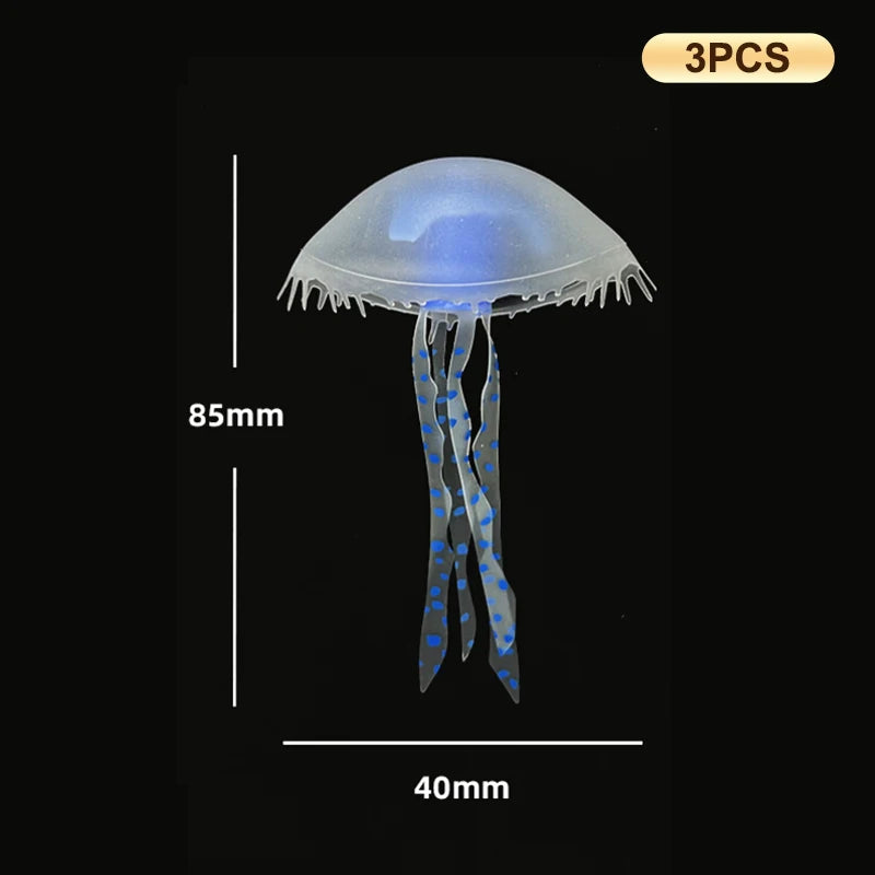 3Pcs Underwater Plant Marine Aquatic Landscape Ornament Artificial Glowing Fluorescent Jellyfish Aquarium Decoration Fish Tank
