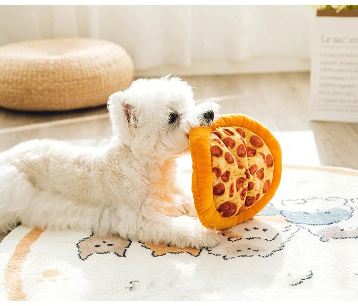 Plush Dog Toy Doughnut Pizza Shape Pet Squeaky Toys for Small Large Dogs Cleaning Teeth Puppy Chew Sound Toy Pet Supplies
