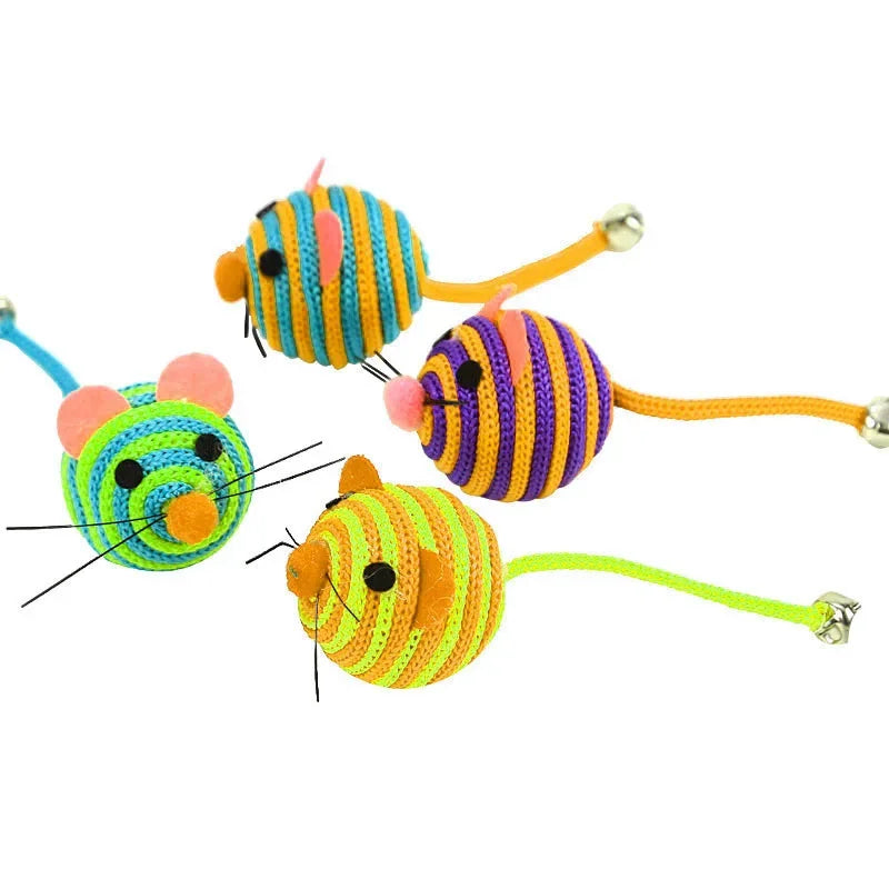 Pet Cat Toys Stripe Nylon Rope Round Ball Mouse Toy with Bell  Pet Cat Chew Toy Cat Toys Interactive Pet Products gatos 고양이 장난감