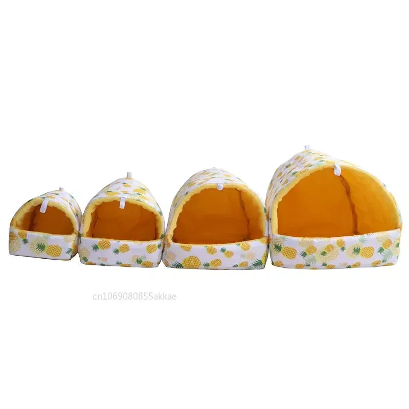 1pc Cartoon Hamster House Bed Winter Comfortable Rat Home Cute Foldable Guinea Pig Hanging Tent Sleeping Nest Ferret Cage
