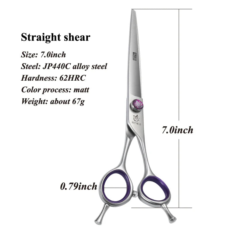 Fenice JP440C 7/8 Inch Professional Pet Dogs Grooming Scissors Straight Curved Thinning Chunker Shear Scissors Set For Dogs