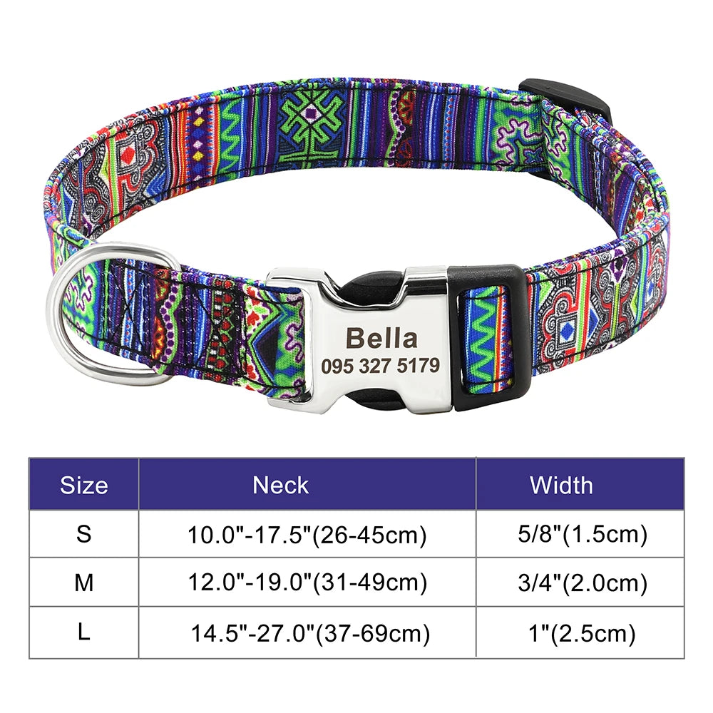 Personalized Nylon Dog Collar Customized Pet Collar Engraved ID Tag Nameplate Buckle for Small Medium Large Dogs Pitbull Pug