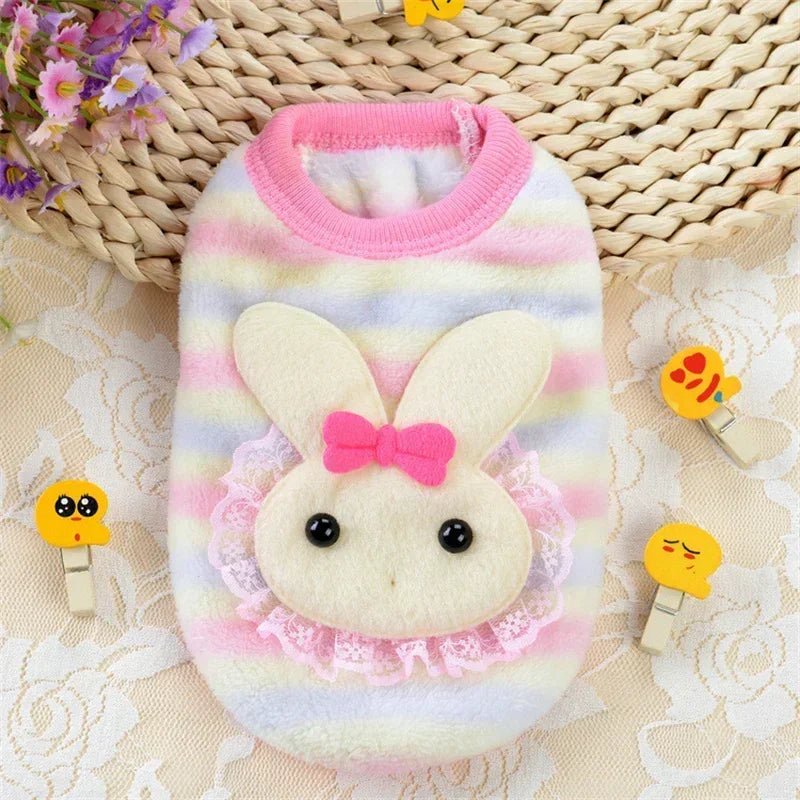 Plush Cat Rabbit Vest Cartoon Autumn Winter Pet Clothes for Kitten Puppy Bunny Guinea pig Warm Fleece Small Animals Clothing