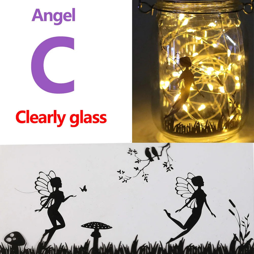 Portable Solar Lantern, Fairy Lights, Garden Ornament Outdoor Hanging Frosted TreeTable, Yard, Patio, Lawn, Glass Mason Jar Lamp