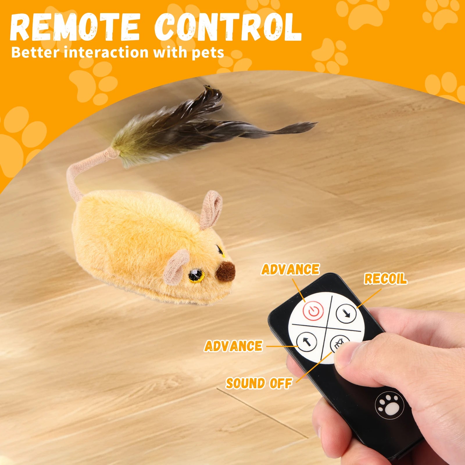Cat Mouse Interactive Plush Toys LED Glow Electric Telecontrol Auto Rechargeable Pet Moving Mice Toy Realistic Kitten