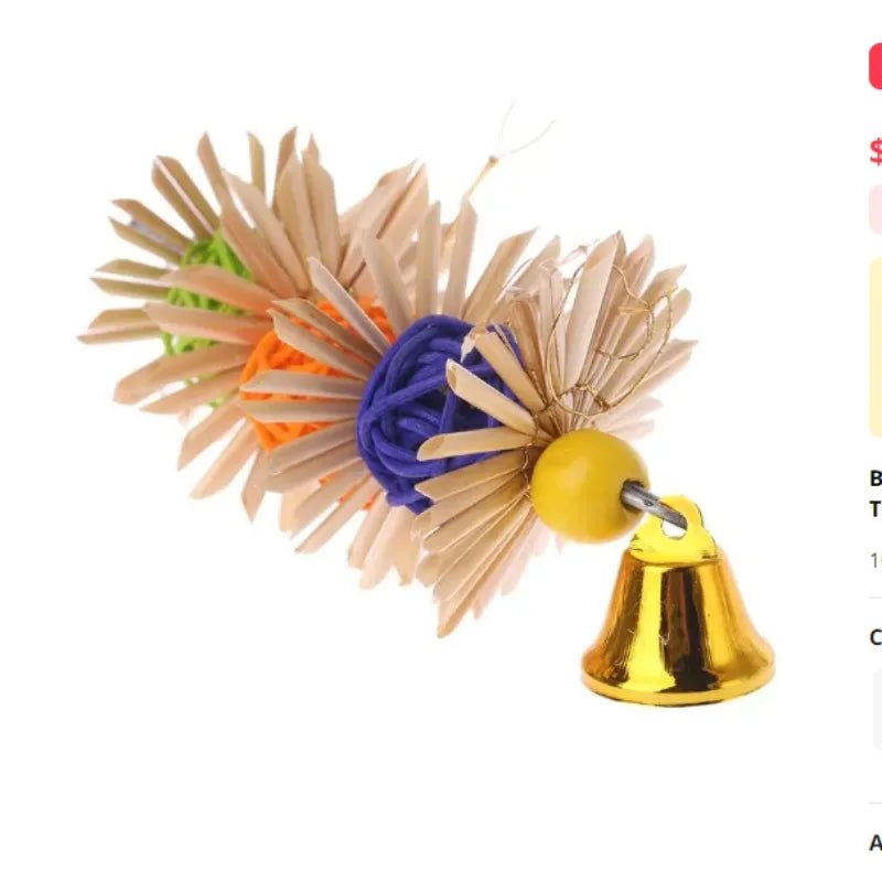 Small and medium-sized parrot toys, natural grass woven flower nibbling toys, rattan woven ball toys, bird toys