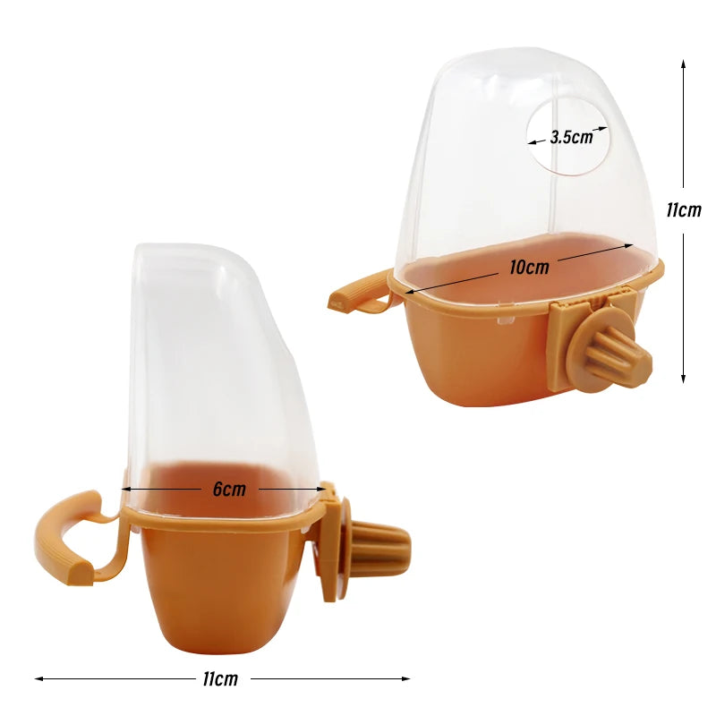 Bird Feeder for Cage Hanging Bowl Cups Parakeet Feeder Box Pet Cage Plastic Food Container Easy To Install Accessories 1/2 Pcs