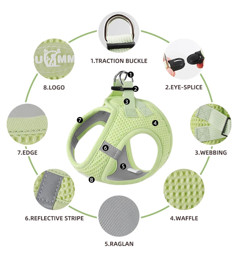 Puppy Cat Harness with Leash Breathable Waffle Pet Vest Clothes for Small Mid Dogs Cats Harness Collar Yorkshire Dog Accessories