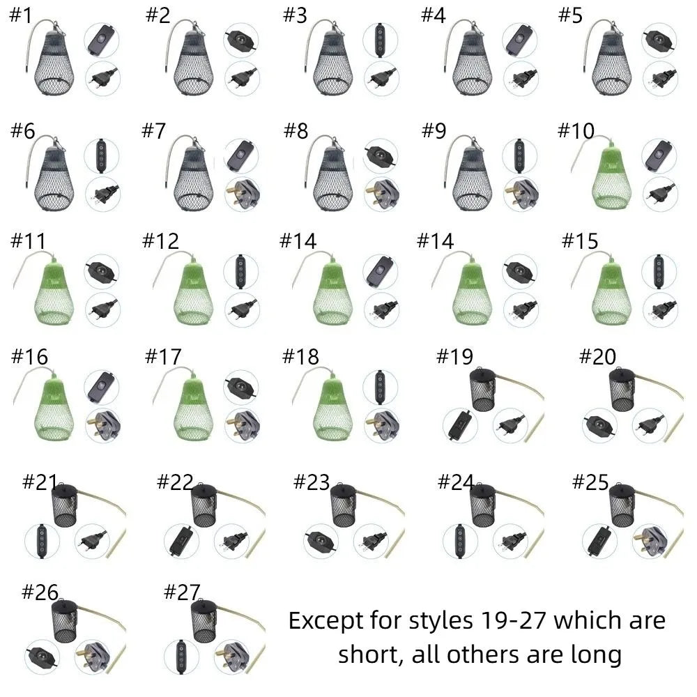 Ceramic Heat Emitter Pet Heating Lampshade Iron Mesh Dome Double Cage Reptile Heat Lampshade E27 Bulb Holder
