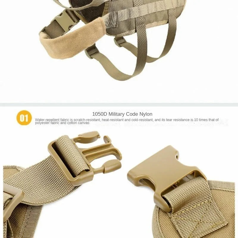 Tactical Vest Dog Clothing Large Dog Pet Chest Harness Vest Style Vest Detachable Outdoor Portable Comfortable Neck Protection