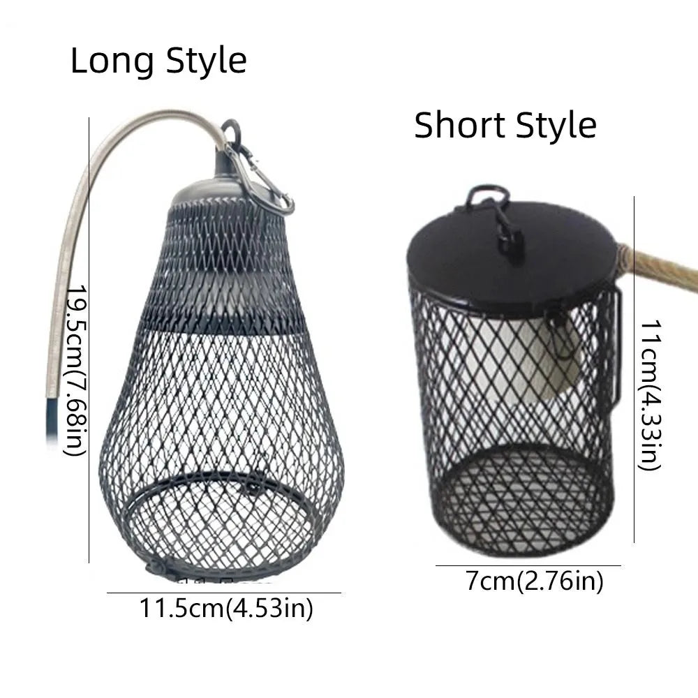 Ceramic Heat Emitter Pet Heating Lampshade Iron Mesh Dome Double Cage Reptile Heat Lampshade E27 Bulb Holder