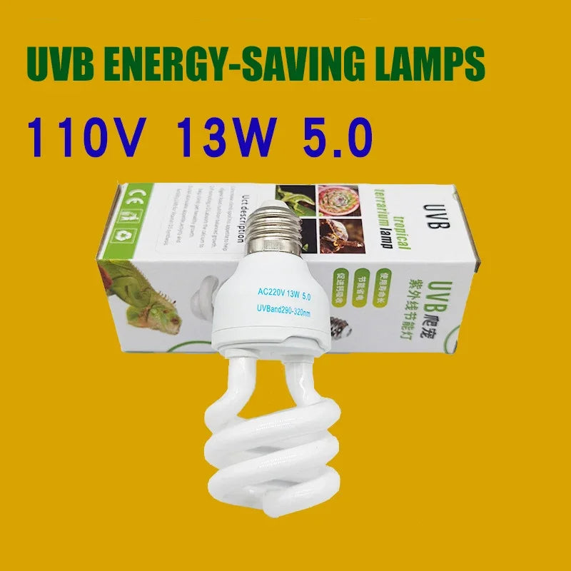 13W 26W UV Heating Bulb Light Energy Saving Reptile Accessories Terrarium E27 UVB5.0 UVB10.0 Lizard Calcium Supplement Lamp