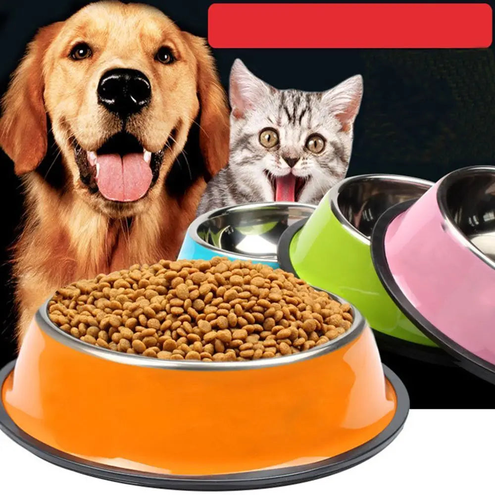 Stainless Cat Bowls Pet Steel Bowl Set Food Water Bowl for Dogs and Cats Anti-skid Cats Supplies