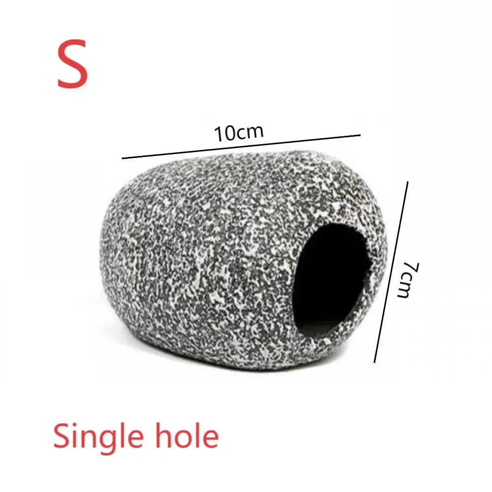 Cichlid Stone Cave Aquarium Fish and Shrimp Hiding House Breeding House Fish Tank Pond Ceramic Decoration Fish Shrimp Breeding