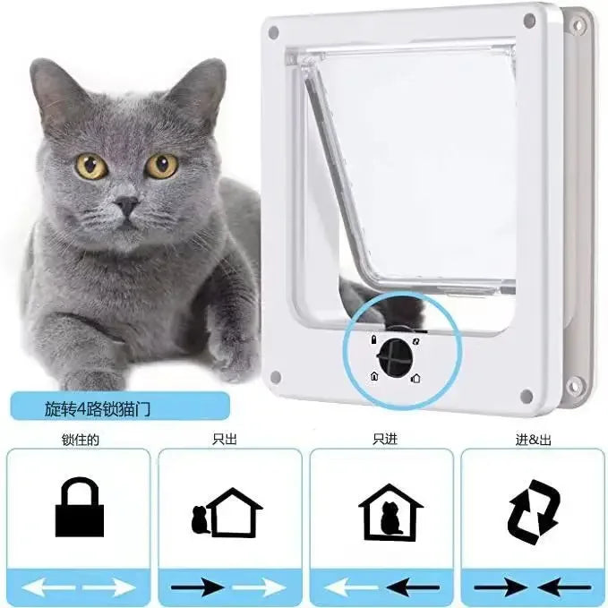 2629330105003+3 Dog Cat Flap   Way Security Lock Flap Door for Cats Kitten ABS Plastic Small Pet Gate Door Kit Cat