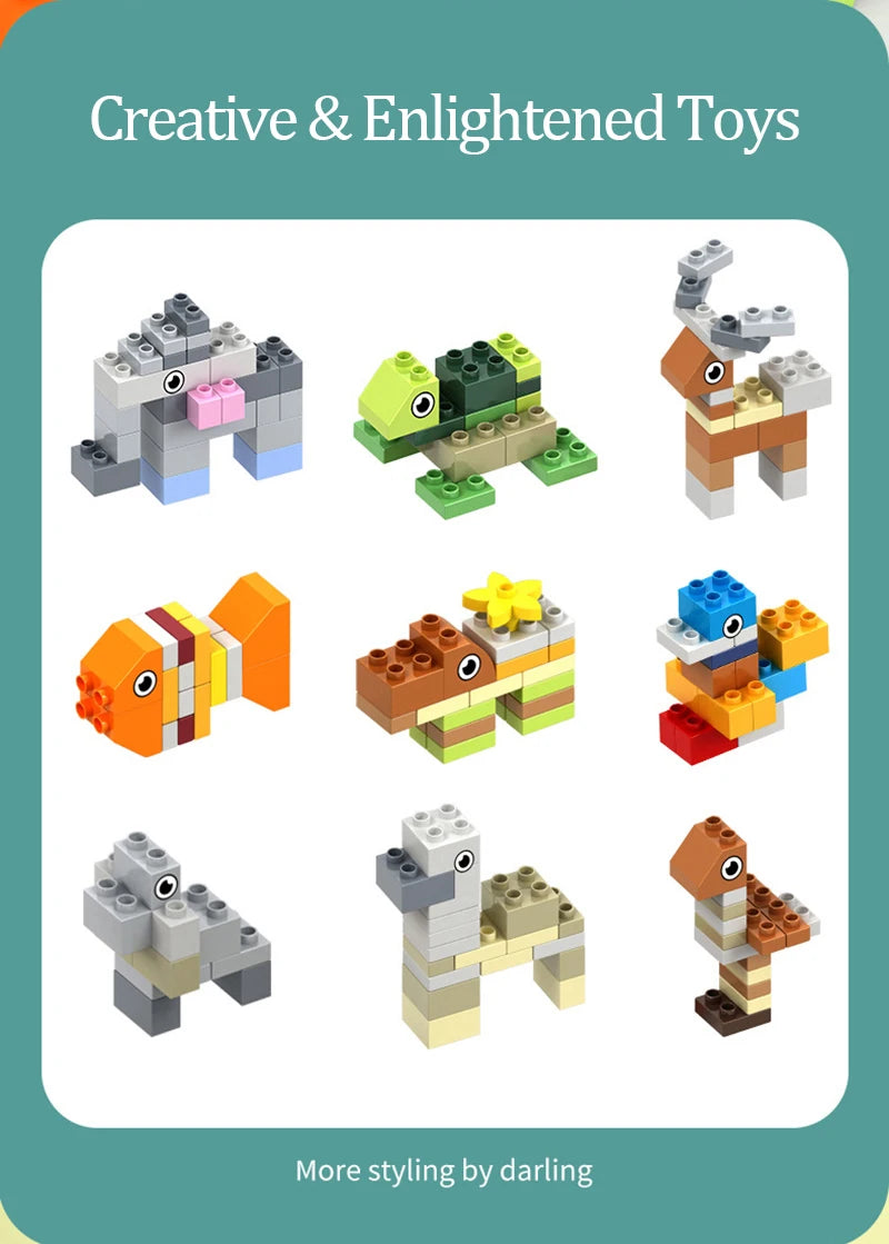 62-310 pieces DIY Building Blocks Bulk Compatible with Duplo Animals Marble Run City Classic Bricks Assembly Model Kids Toys