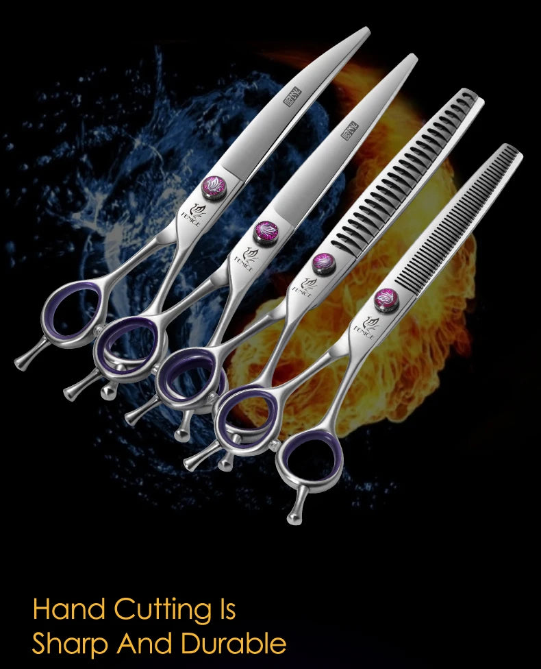 Fenice JP440C 7/8 Inch Professional Pet Dogs Grooming Scissors Straight Curved Thinning Chunker Shear Scissors Set For Dogs