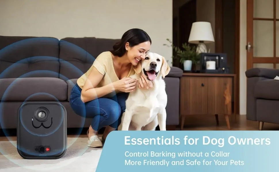 Ultrasonic Dog Bark Deterrent Device, Anti Barking Device up to 50Ft Range, High-Frequencyf or Dogs with 3 Modes, Indoor/Outdoor