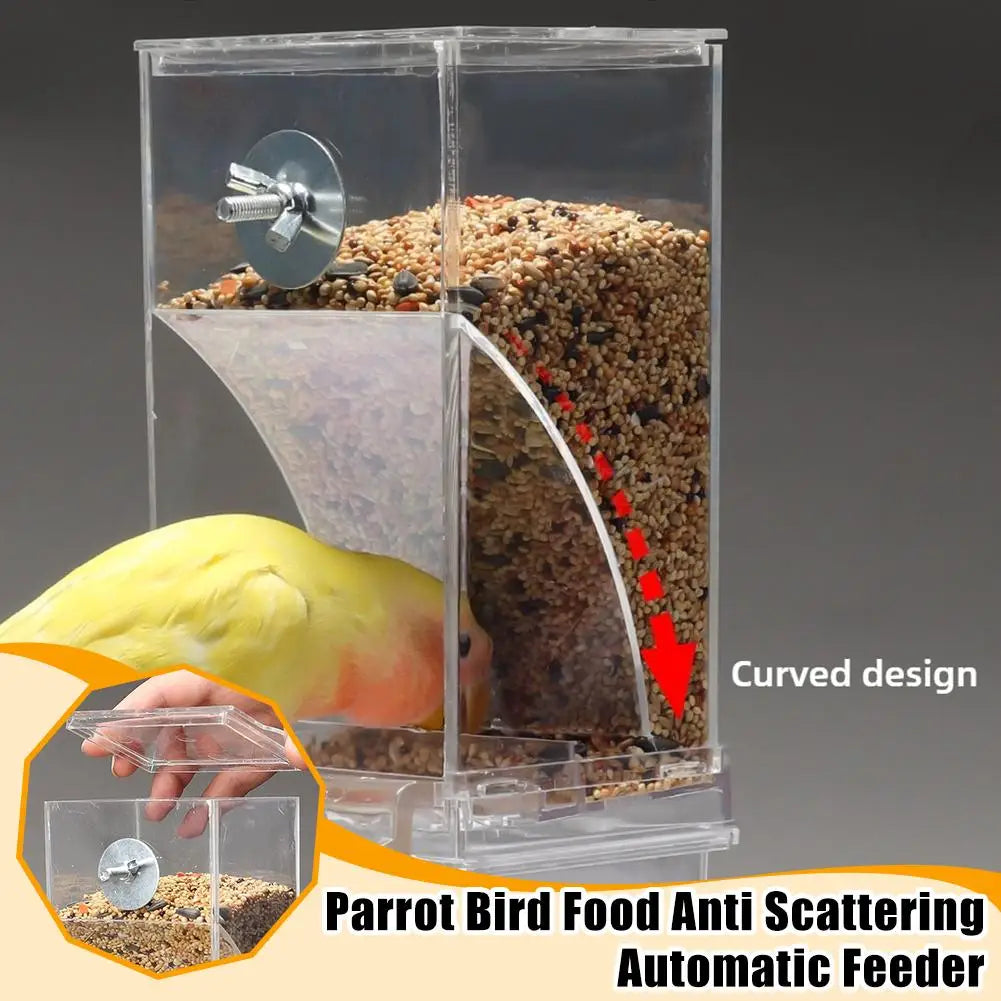 No Mess Bird Feeders Automatic Parrot Feeder Drinker Acrylic Seed Food Container Cage Accessories For Small And Medium Para I5F4