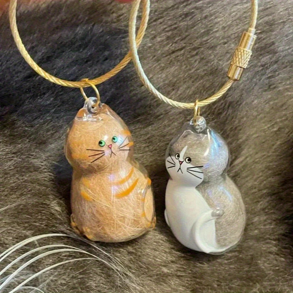 1/3pcs Transparent Cat Memorial Capsules Pet Hair Keepsake Box with Hanging Loop for Cat Lovers Gift Pendant Keychain Pet Access