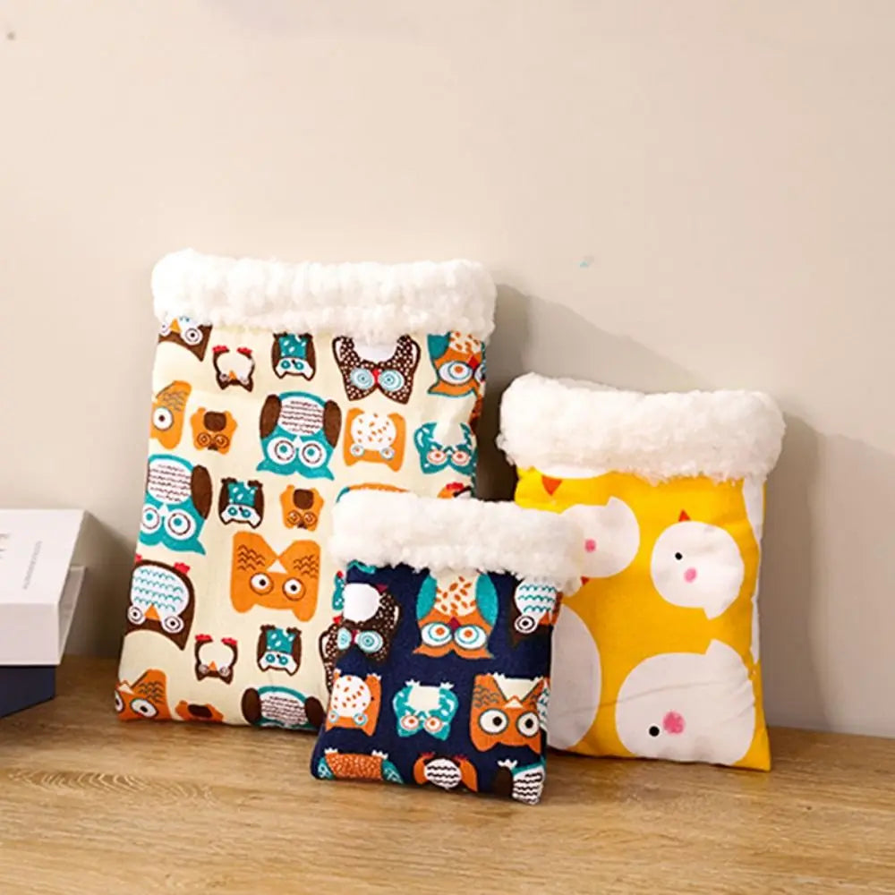 Cute Pocket Hamster Cotton Nest Pocket Shape Warm Pocket Pet Carriers Bag Chicken/Owl Soft Warm Hamster Bed