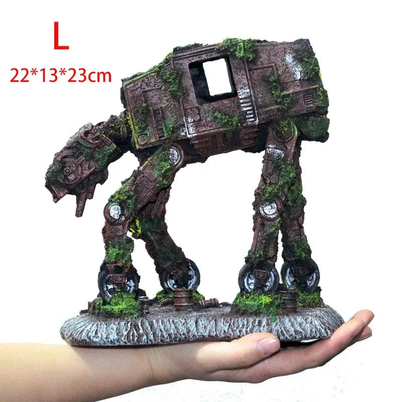 Transforming Robot Decoration Fish Tank Accessories Statue Car Dog Robot Mechanical Leopard Ornaments Aquarium Decoration Rock