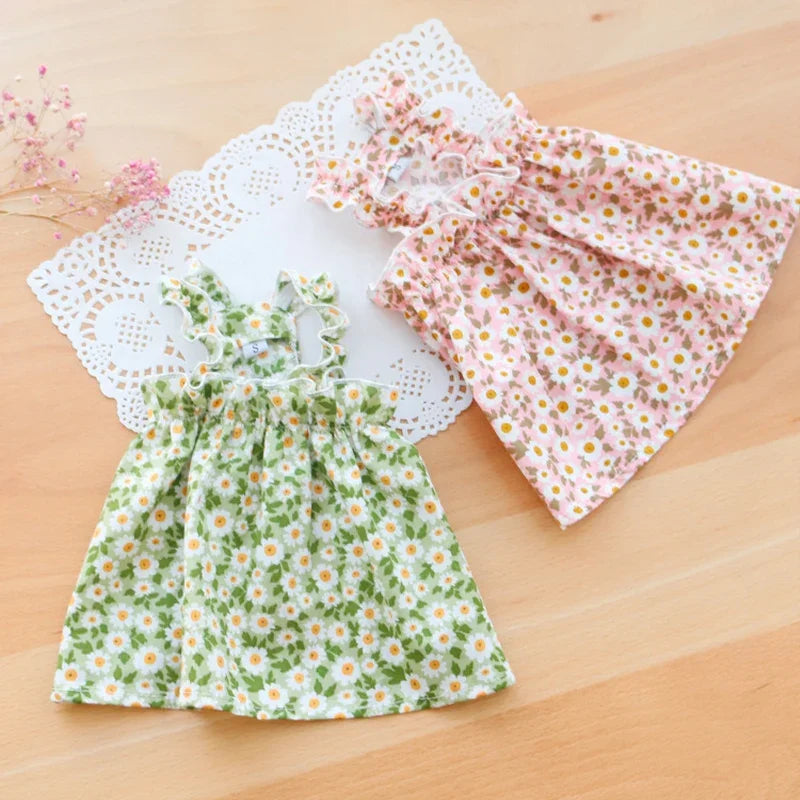 Cat Suspender Floral Skirt In Summer | Floral Dress for Teddy and Small Dog | Cute Camisole Skirt Puppy and Kitten Pet Clothing