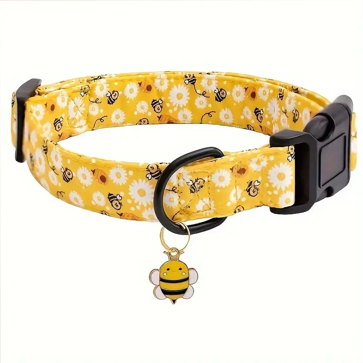 ECP009/CP607--pet dog collar,Bee and Dinosaur Printing Collar with Metal Pendant for Dogs Puppy cats