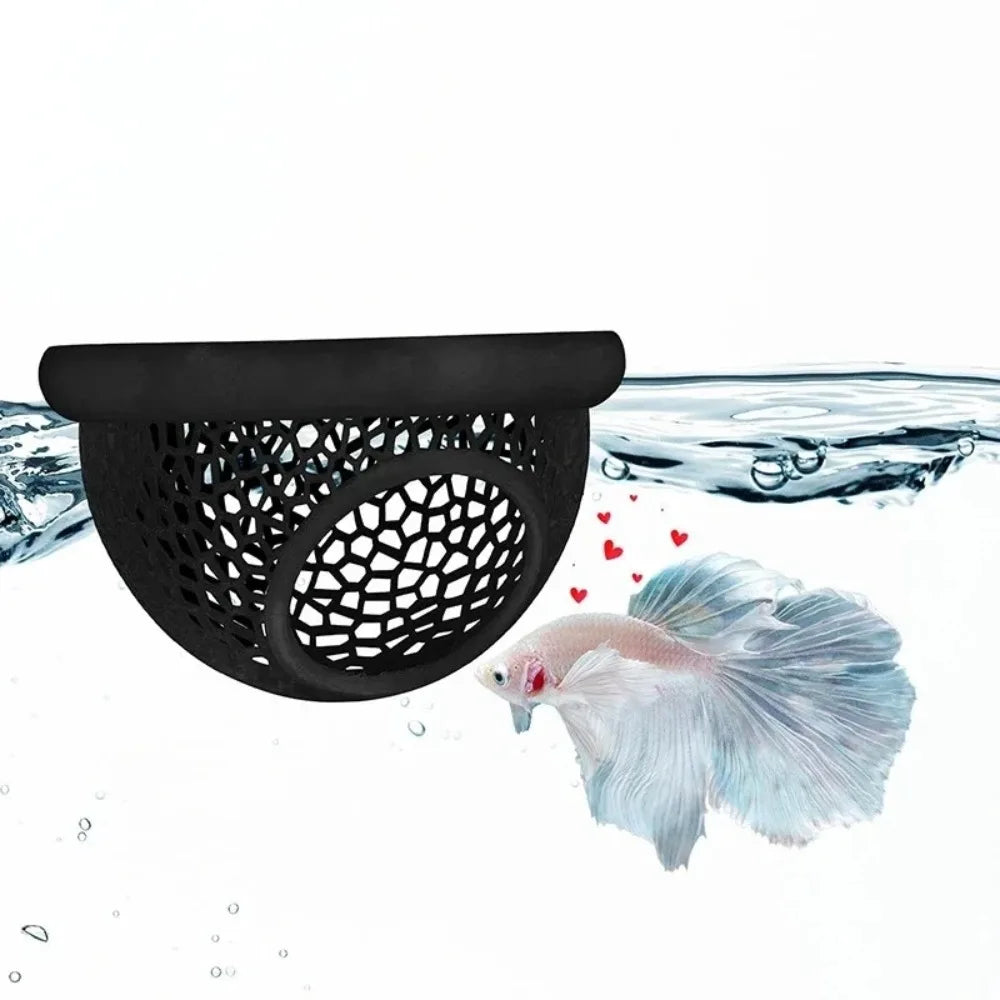 3-in-1 Aqaurium Floating Cave Fish Shrimp Hideout Shelter Hammock Feeding Ring & Resting Spot for Betta Small Aquatic Pets
