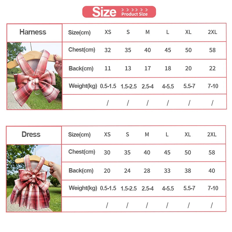 Bow Dog Collar Skirt Cute Pet Harness with Breast Strap Traction Rope Cat Dogs Clothes Harness Vest Princess Tutu Dress Skirt