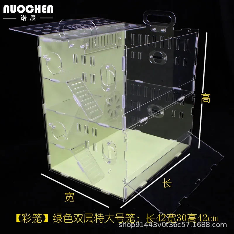 Acrylic Hamster Cage Transparent Single/Double/ Three Layer Villa Guinea Pig Golden Silk Bear Empty Cage Supplies Small Pet Nest