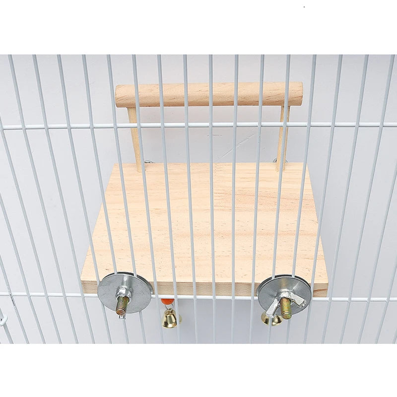 Bird Swing Toy Wooden Parrot Perch Stand Playstand with Chewing Beads Cage Playground for Budgie Birds