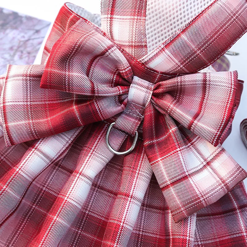 Bow Dog Collar Skirt Cute Pet Harness with Breast Strap Traction Rope Cat Dogs Clothes Harness Vest Princess Tutu Dress Skirt