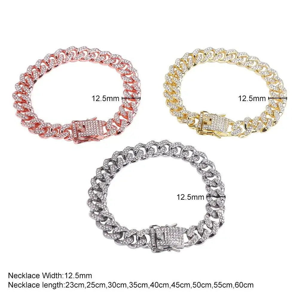 Rhinestone Luxury Metal Fighting Necklace Dog Accessories Pet Supplies Dog Jewelry Collar Pet Chain Necklace