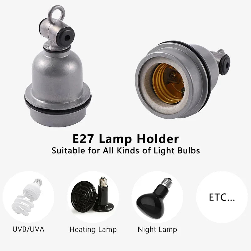 Reptile Heat Lamps Holder Insulated E27 Ceramic Socket for Reptiles Heat Lamps Holder Amphibious Terrarium Lighting Accessories