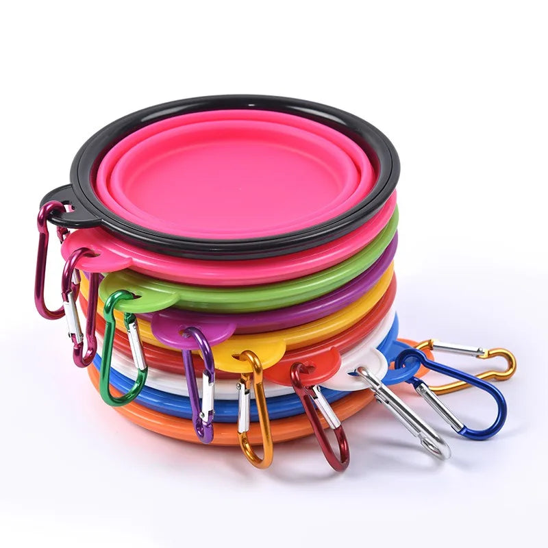 Dog Folding Bowl Portable Dog Travel Pet Food Water Bowl for Outdoor Walking Silicone Cat Dog Food Water Bowl Lip GS03