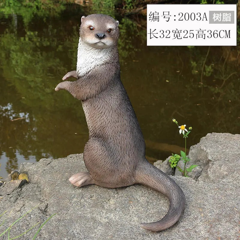 Outdoor garden oceanarium decorative resin handicrafts, realistic animal sculptures, and simulated otter ornaments
