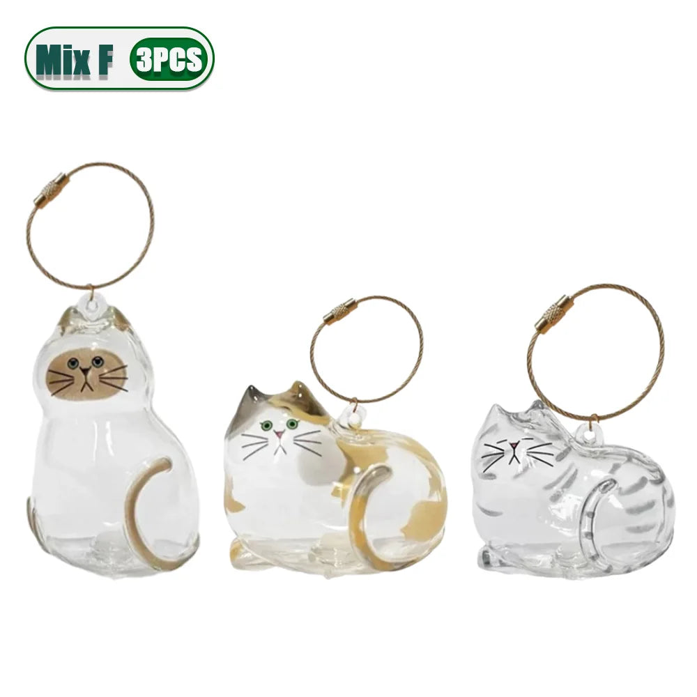 1-5PCS Personalized Cat Hair Jewelry Keyring Pet Memorial Keepsake Holder for Ashes or Fur Unique Gift for Grieving Pet Lovers