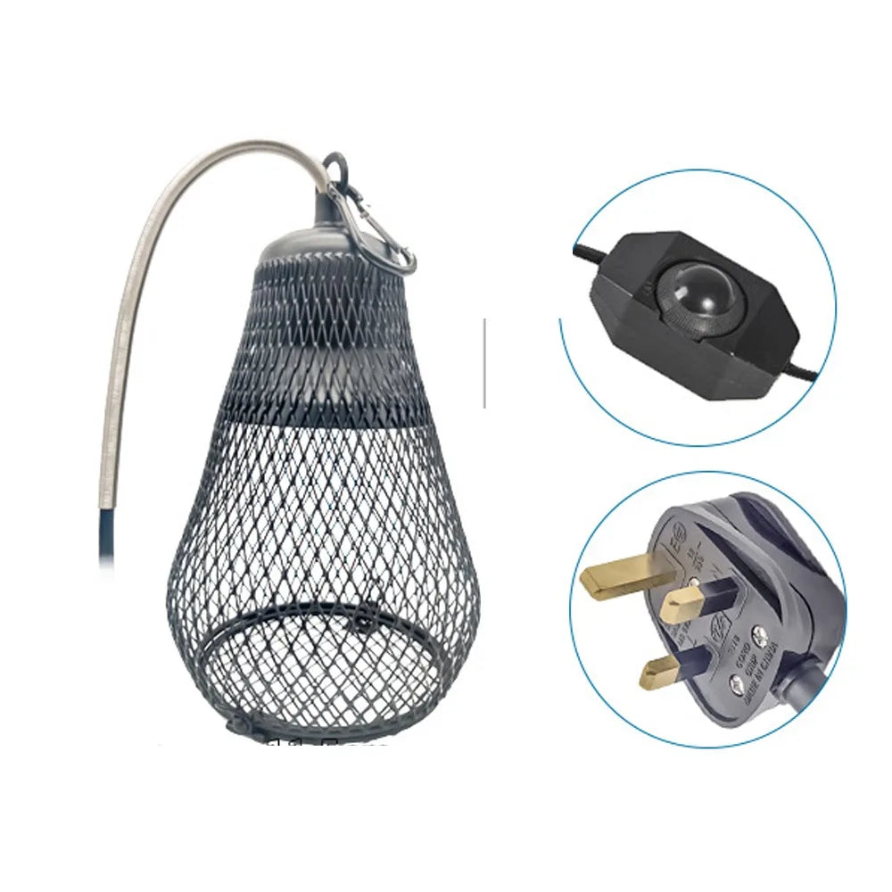 Ceramic Heat Emitter Pet Heating Lampshade Iron Mesh Dome E27 Bulb Holder Reptile Heat Lampshade Double Cage