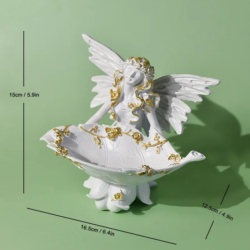 Creative Flower Fairy Resin Crafts Ornament Angel Wings Fairy Riding Horse Candle Holder Desktop Setting Decor