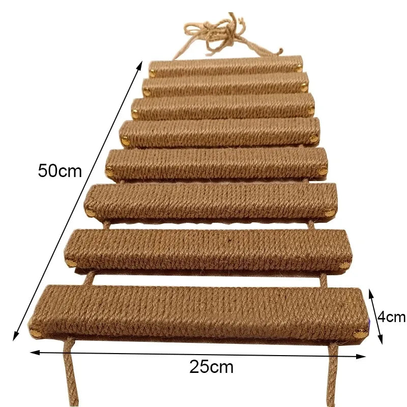 Cat Climbing Ladder Bridge for Cats Cage Sisal Wooden Rope Ladder Pet Furniture Kitten Climber Scratching Post Kitten Toys Tree