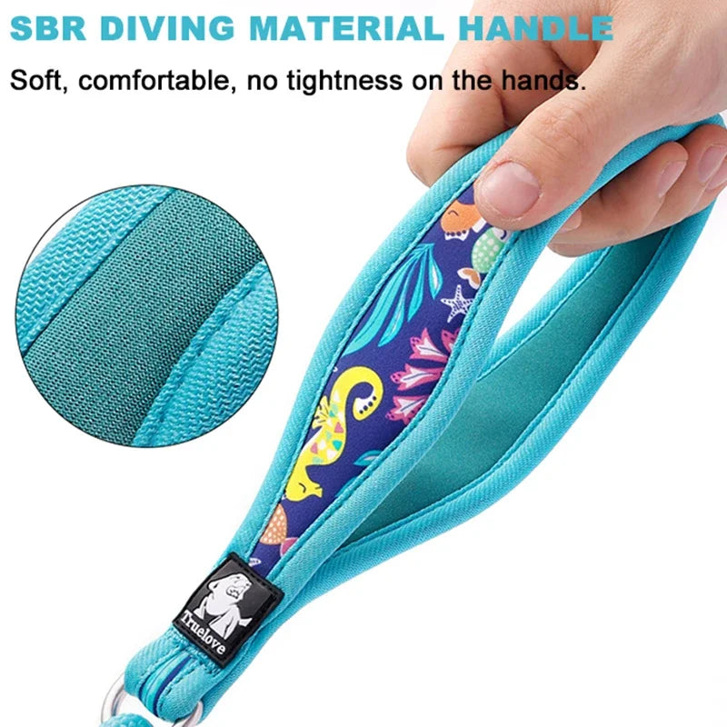 Truelove-Floral Printing Pet Leash Neoprene-Padded Handle Leash Small Medium Dog Safety Enjoyable Walking Experience TLL25761
