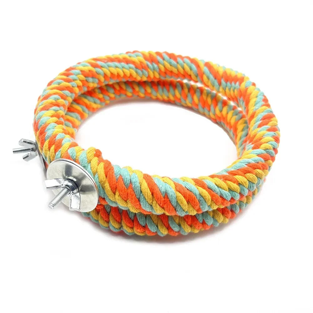 Bird Parrot Toy Cotton Rope Circle Toys Chewing Bite Parrot Perch Hanging Cage Swing Rope Ring Stand Climb Toy Bird Supplies