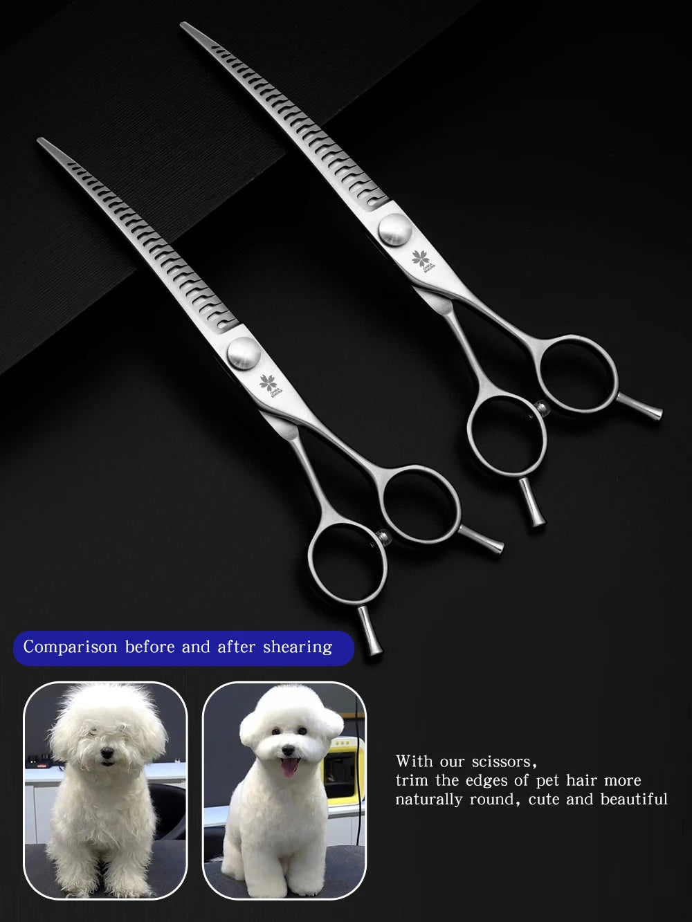 Bending Magic Scissors Professional Pet Beauty Scissors Beautician's Shop for Trimming VG10 steel Natural Trimming 7.25 inch